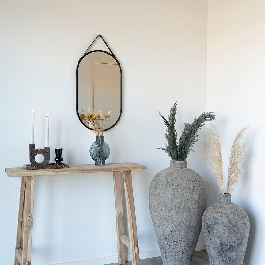 Helotes Black Oval Hanging Wall Mirror - 35cm x 60cm-3