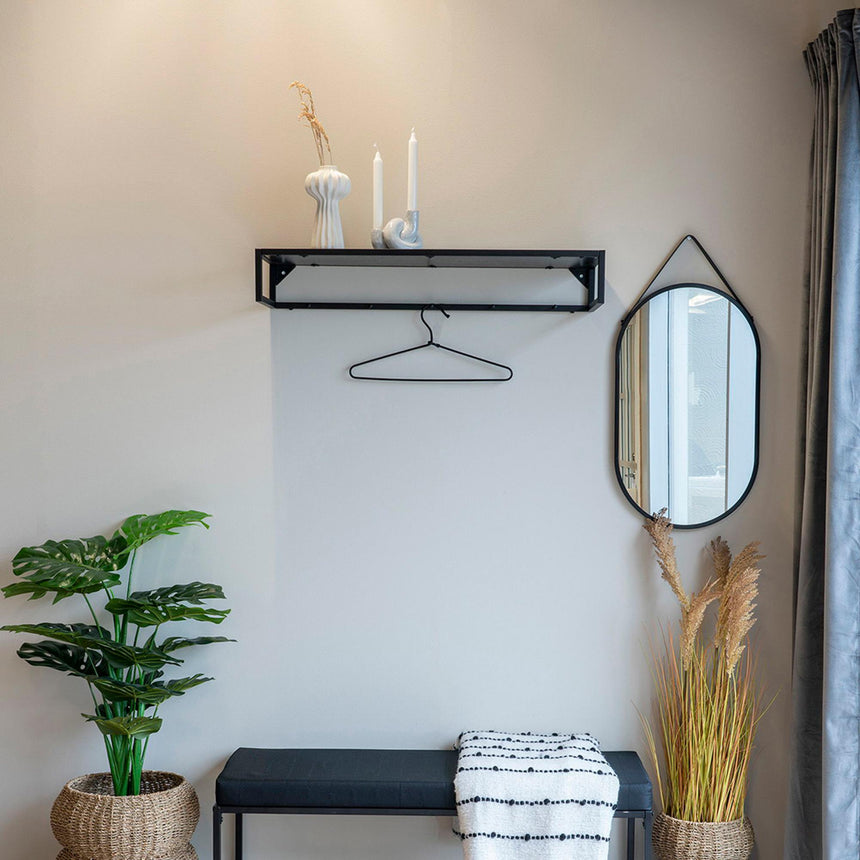 Helotes Black Oval Hanging Wall Mirror - 35cm x 60cm-4