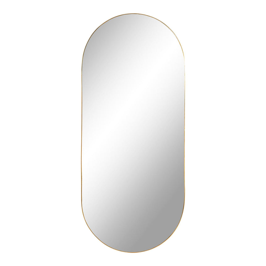 Jersey Brass Finish Oval Wall Mirror - 35cm x 80cm-2