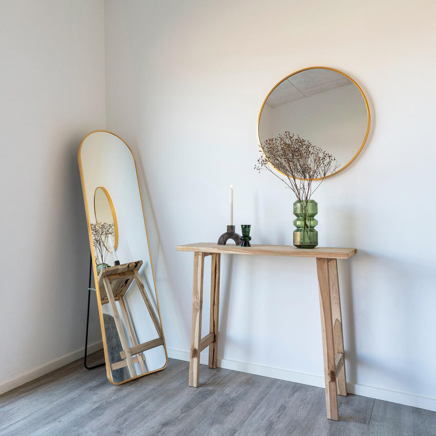 Madrid Brass Finish Arch Long Floor Standing Mirror - 40cm x 150cm -5