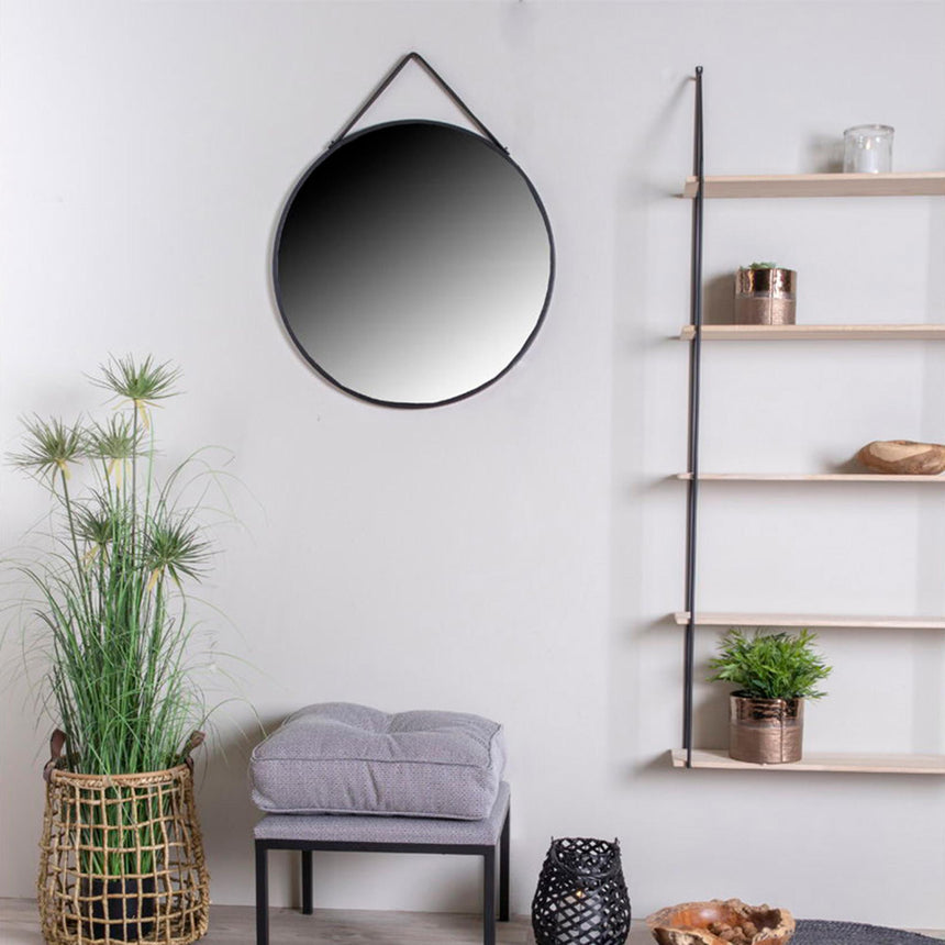 Trapani Black Round Hanging Wall Mirror - 60cm x 60cm-4