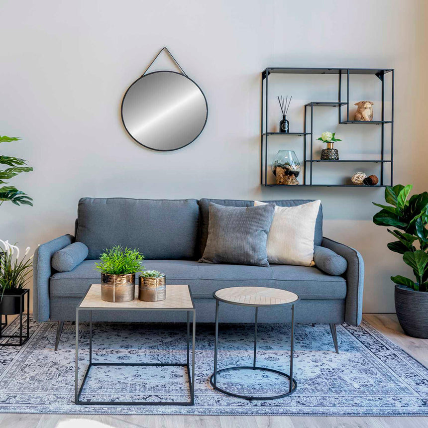 Trapani Black Round Hanging Wall Mirror - 60cm x 60cm-5