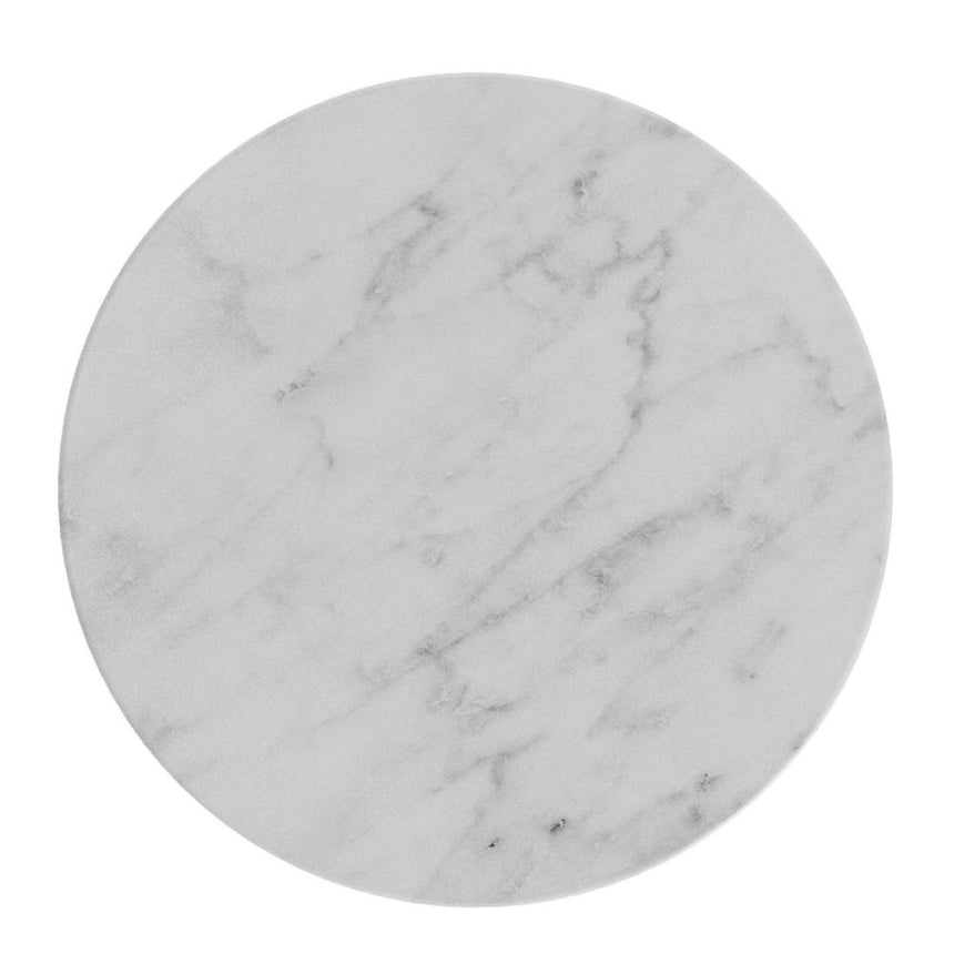 Isabella Grey 1 Door Fluted Round Side Table with White Marble Top-4