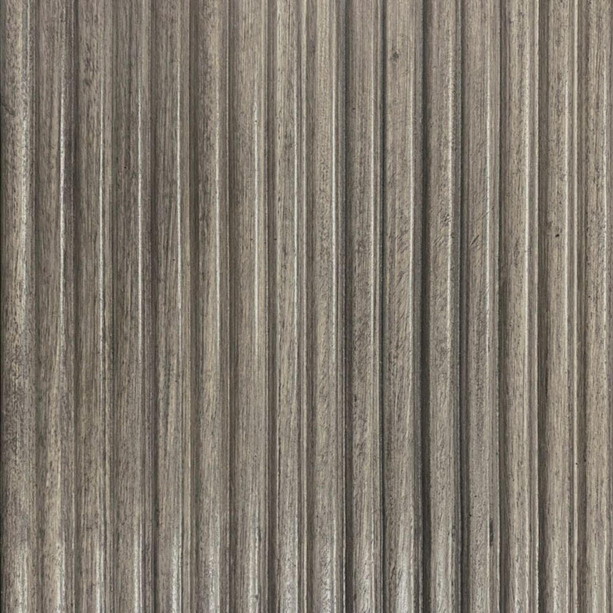 Isabella Grey 1 Door Fluted Round Side Table with White Marble Top-6