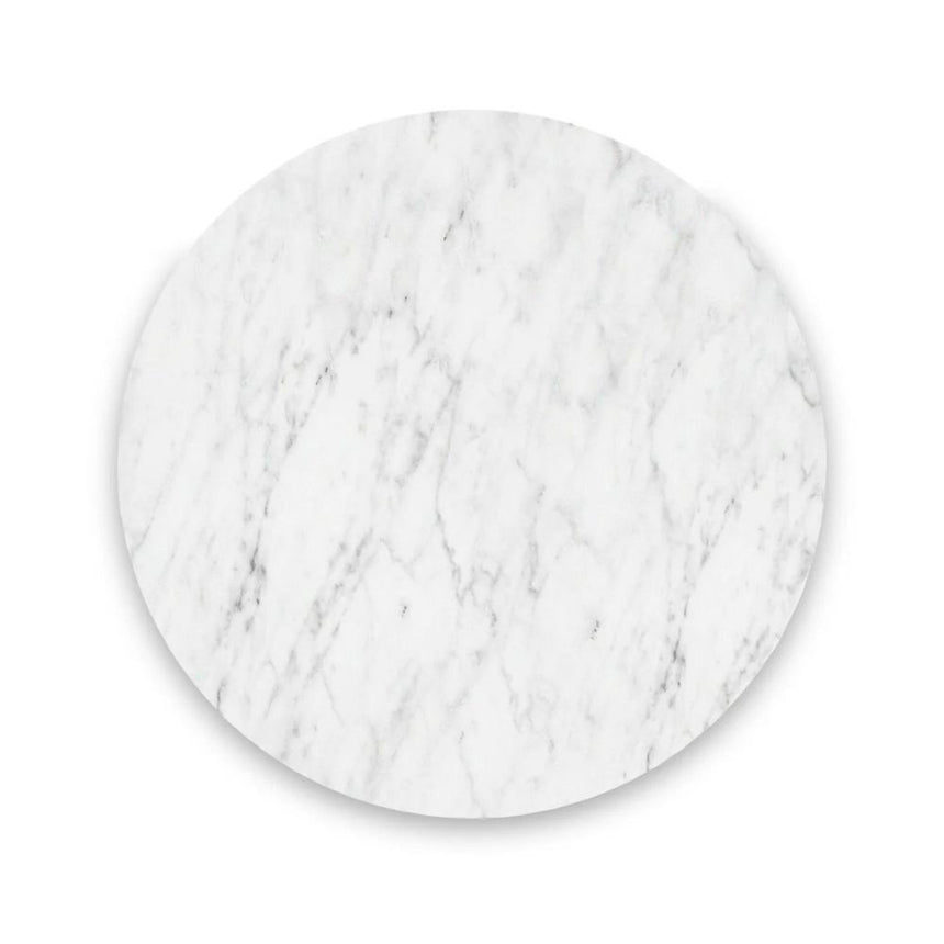 Isabella Grey 4 Seater Round Fluted Dining Table with White Marble Top - 120cm-2