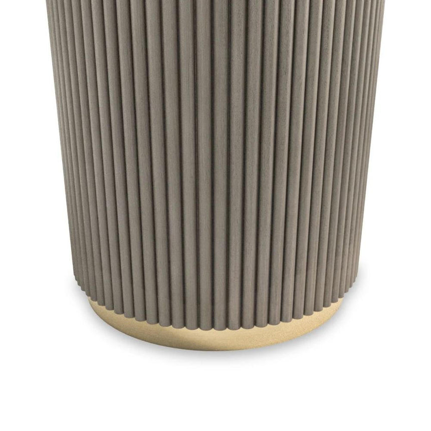 Isabella Grey 4 Seater Round Fluted Dining Table with White Marble Top - 120cm-3