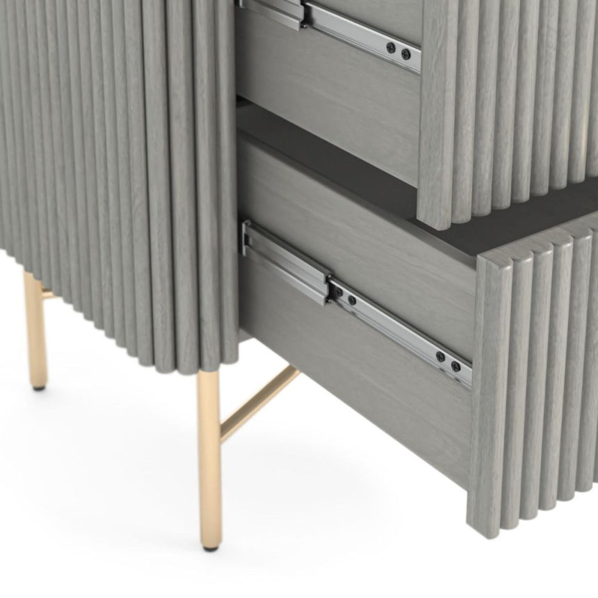 Isabella Grey 5 Drawer Fluted Chest with White Marble Top-6