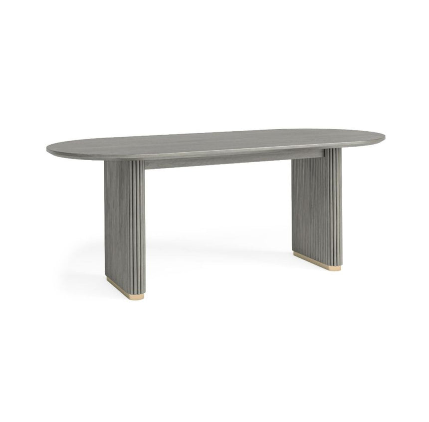 Isabella Grey 8 Seater Oval Fluted Dining Table - 200cm-2