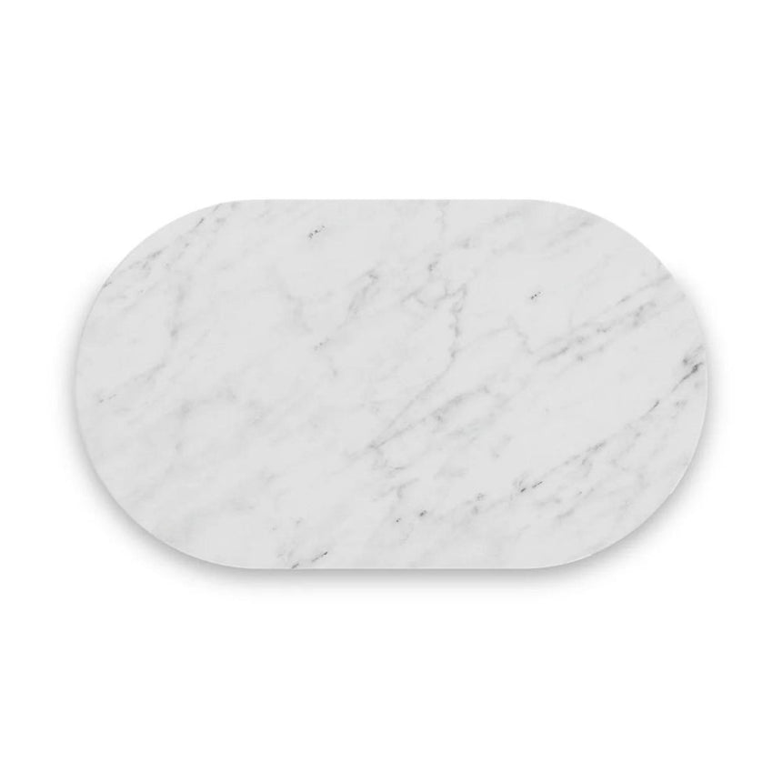 Isabella Grey Mini 2 Door Fluted Curved Sideboard with White Marble Top - 65cm-6