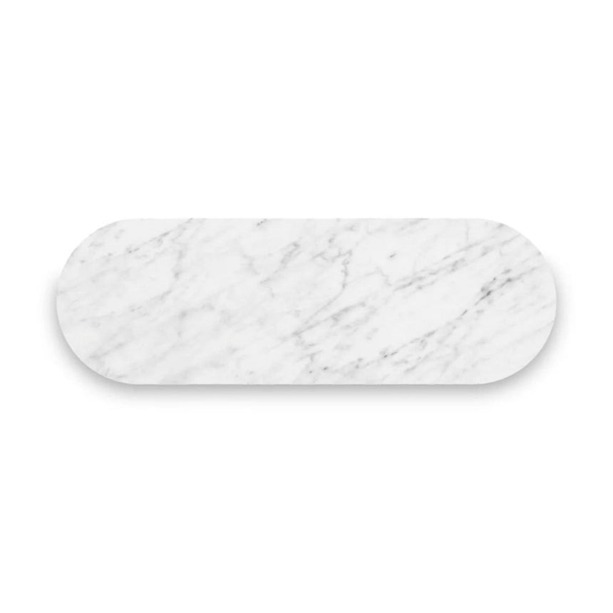 Isabella Grey Small 2 Door Fluted Curved Sideboard with White Marble Top - 100cm-4