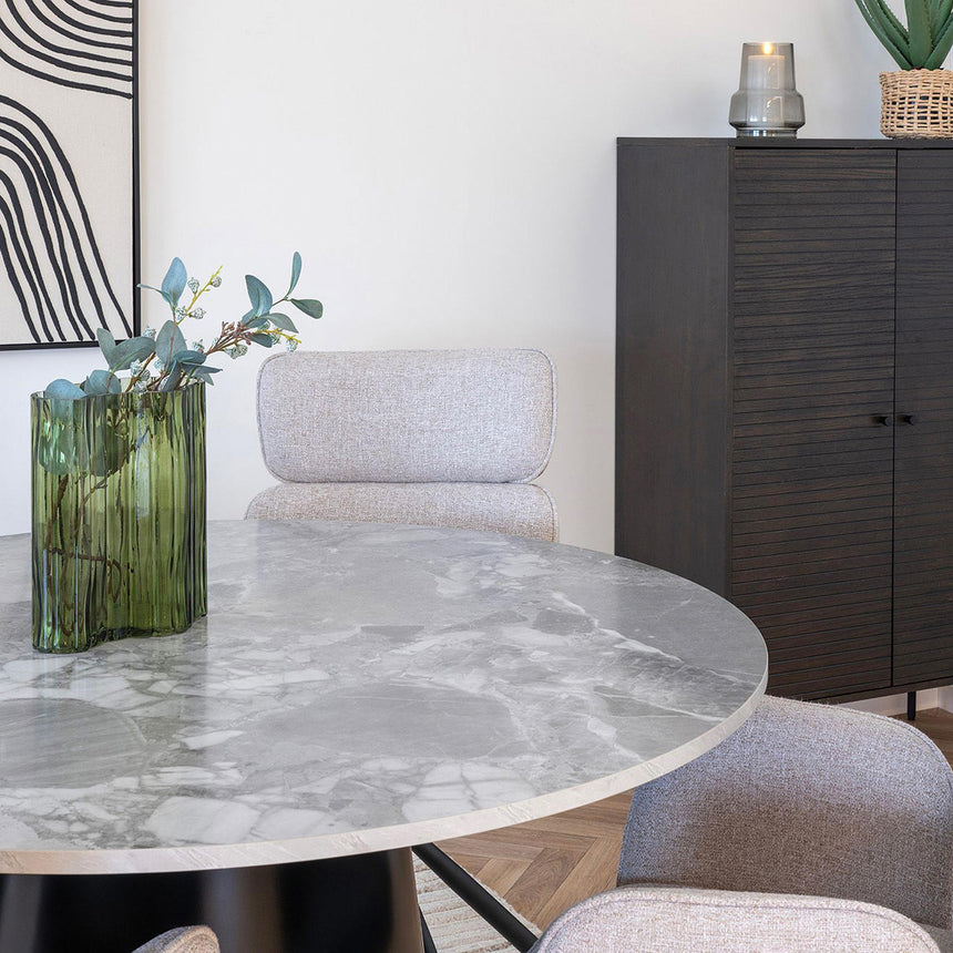Brito Grey Marble Effect 4 Seater Round Pedestal Dining Table - 120cm-3