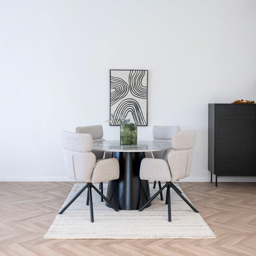 Brito Grey Marble Effect 4 Seater Round Pedestal Dining Table - 120cm-4