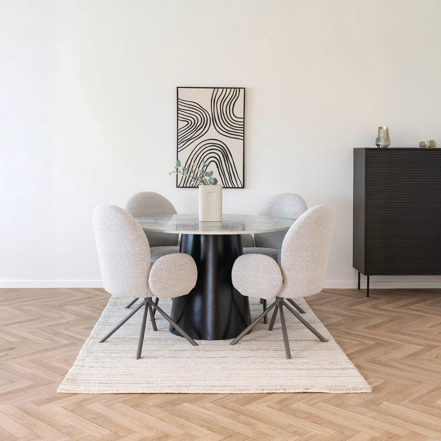 Brito Grey Marble Effect 4 Seater Round Pedestal Dining Table - 120cm-5