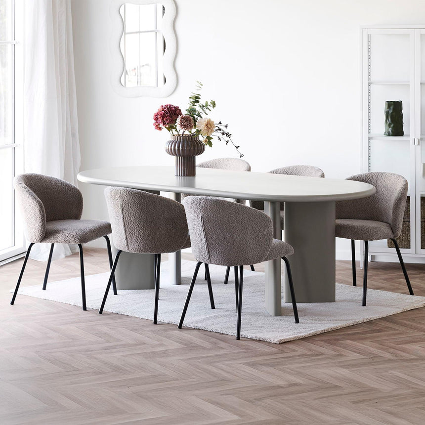 Nagano Concrete Effect 8 Seater Oval Double Pedestal Dining Table - 220cm-5