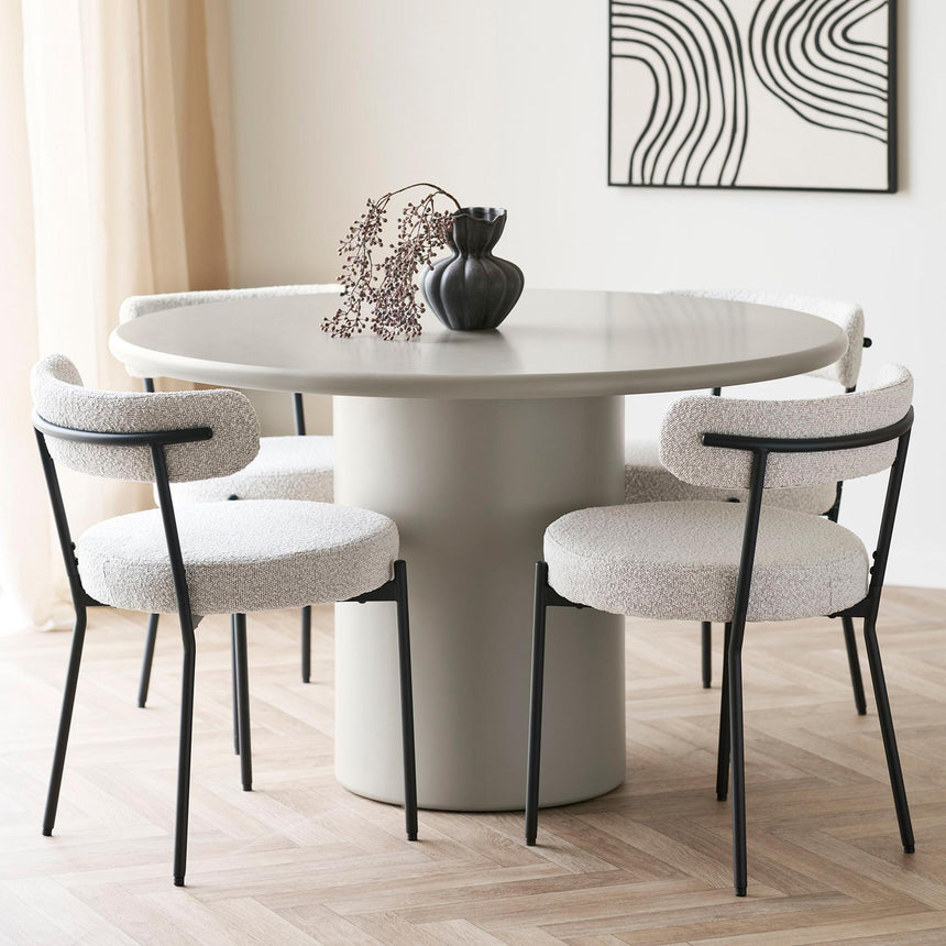 Nagano Concrete Effect 4 Seater Round Pedestal Dining Table - 120cm-3