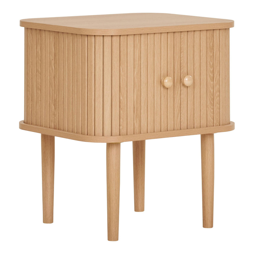 Nikko Pine Wood Fluted Curved Side Table-4