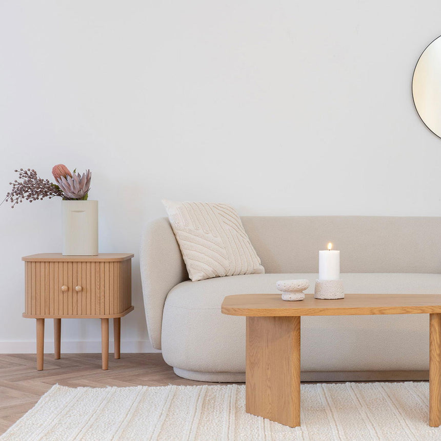 Nikko Pine Wood Fluted Curved Side Table-6