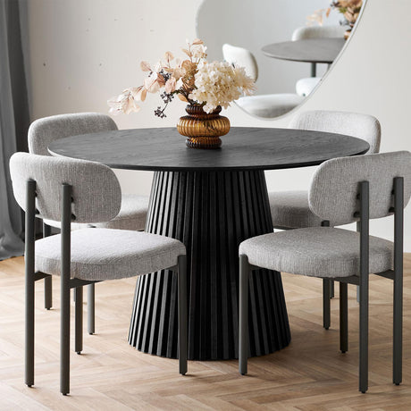 Osaka Black Oak 4 Seater Round Dining Table with Slatted Base-4
