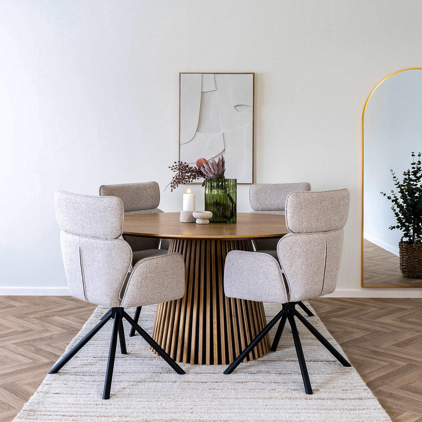 Osaka Oak 6 Seater Round Dining Table with Slatted Base-5