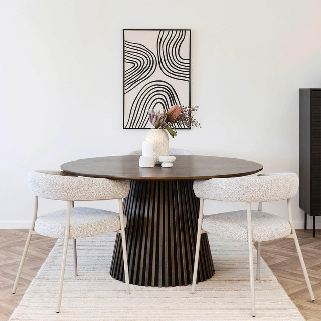 Osaka Smoked Oak 6 Seater Round Dining Table with Slatted Base-5