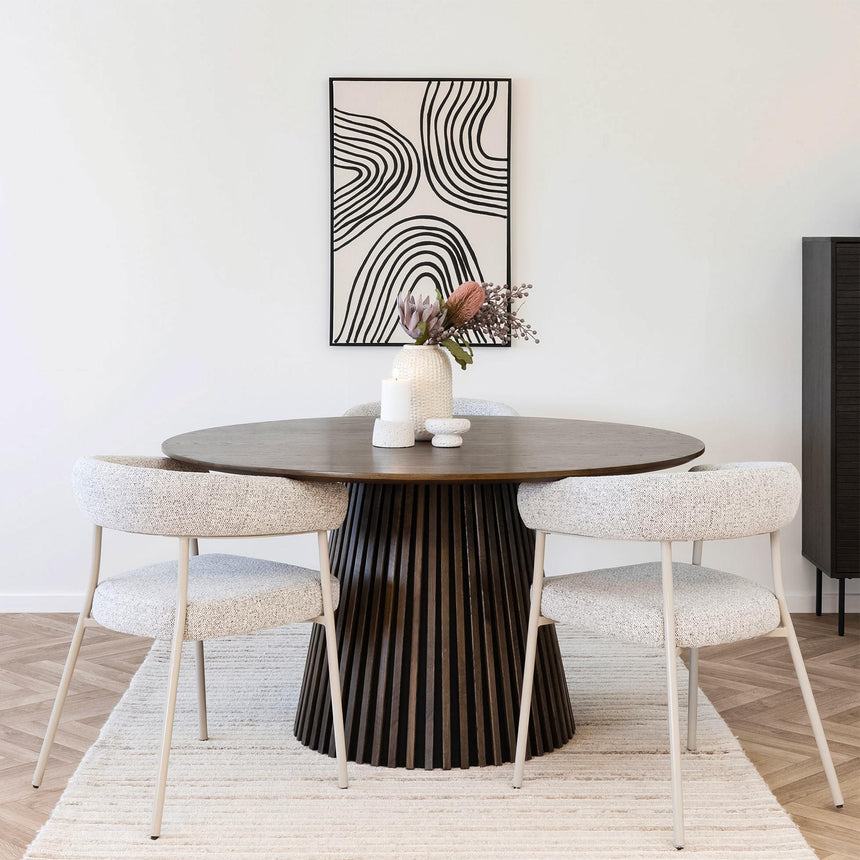 Osaka Smoked Oak 6 Seater Round Dining Table with Slatted Base-5