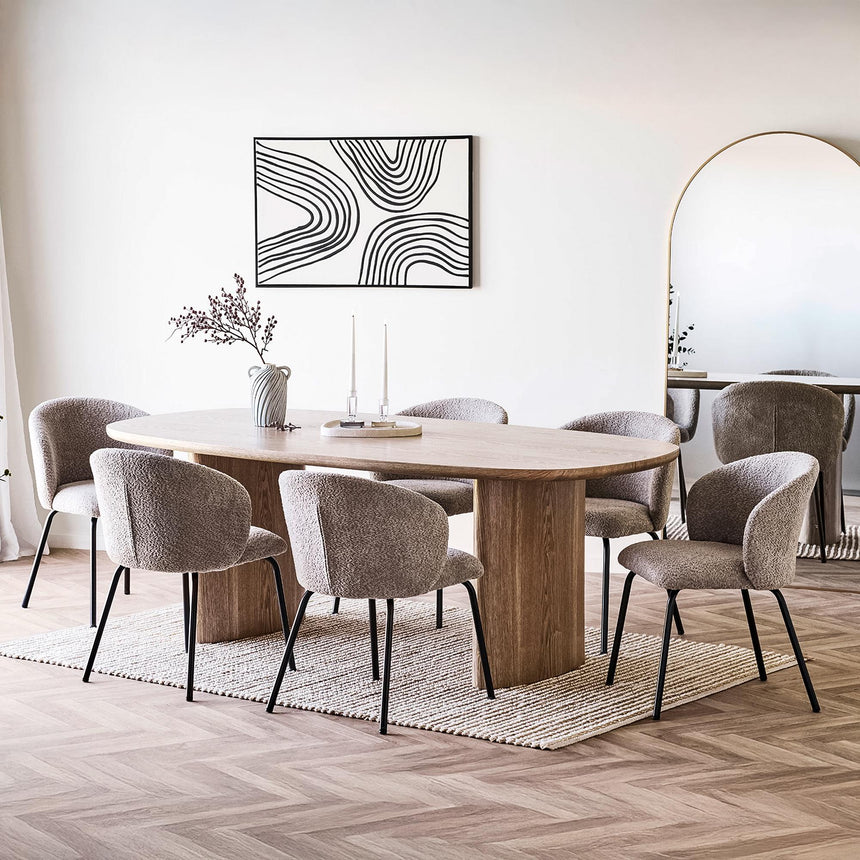 Serra Natural Wood 8 Seater Oval Double Pedestal Dining Table - 210cm-4