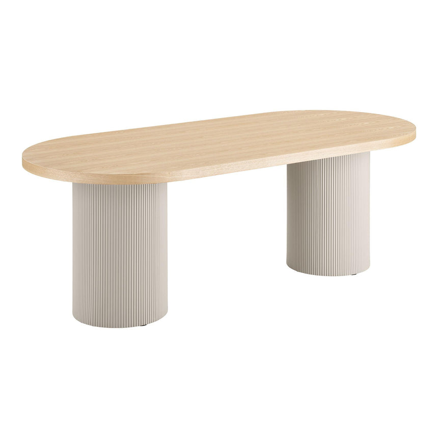 Solva Natural Wood 8 Seater Oval Double Pedestal Dining Table - 220cm-2