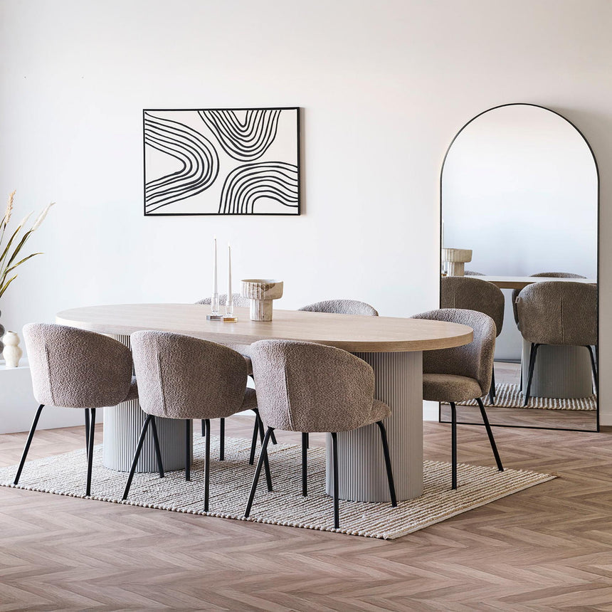 Solva Natural Wood 8 Seater Oval Double Pedestal Dining Table - 220cm-5