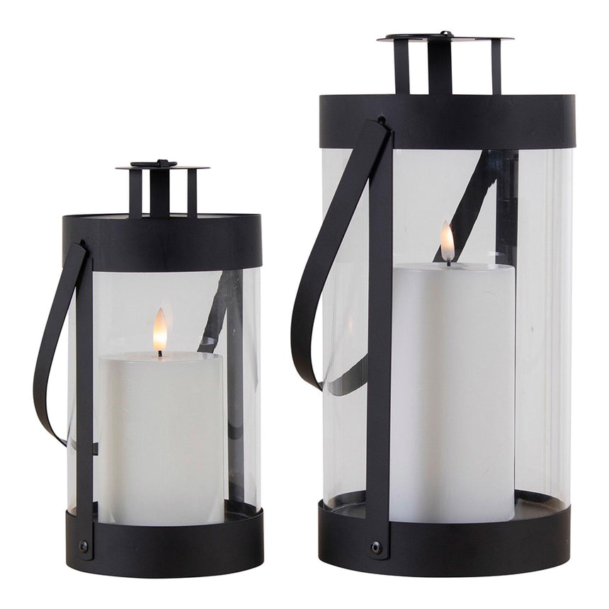 Bondi Black Steel Lanterns (Set of 2)-2