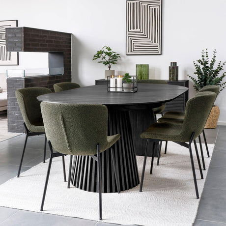 Osaka Black Oak 4-8 Seater Round Extending Dining Table with Slatted Base-5