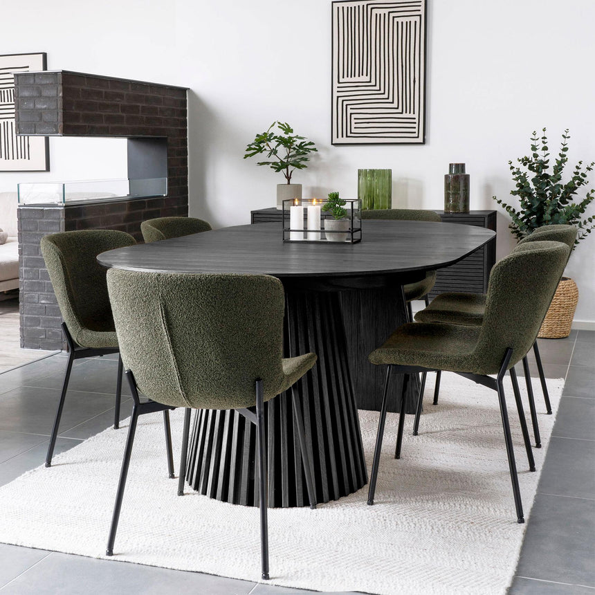 Osaka Black Oak 4-8 Seater Round Extending Dining Table with Slatted Base - 120cm-200cm-7