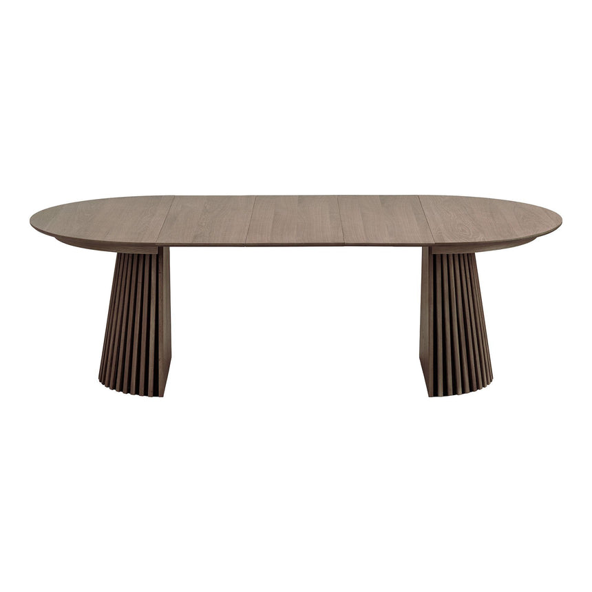 Osaka Smoked Oak 4-8 Seater Round Extending Dining Table with Slatted Base-4