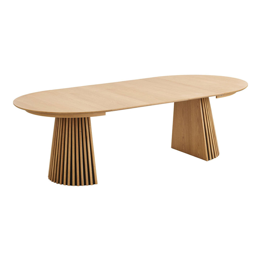 Osaka Oak 4-10 Seater Round Extending Dining Table with Slatted Base-3