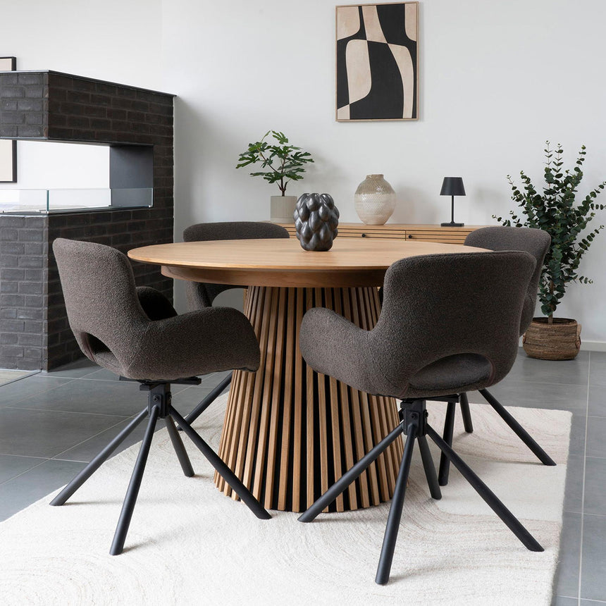 Osaka Oak 4-10 Seater Round Extending Dining Table with Slatted Base-6