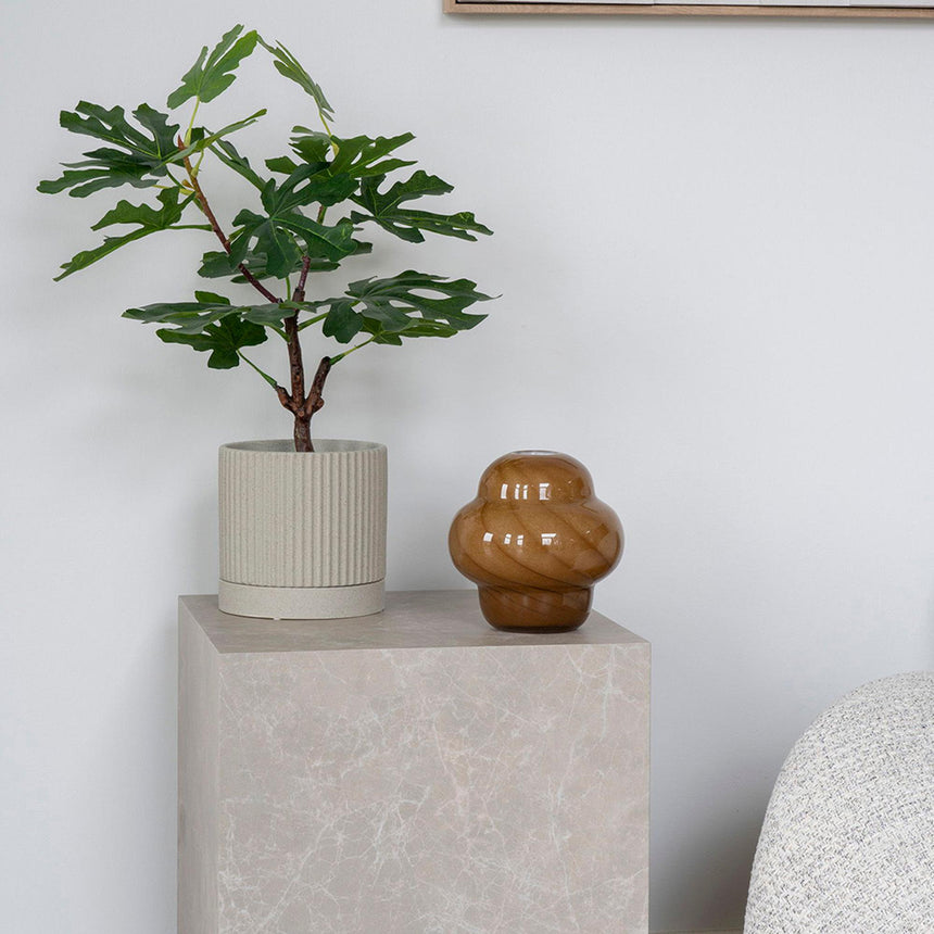 Brown Glass Vase 16.5cm x 17cm-3