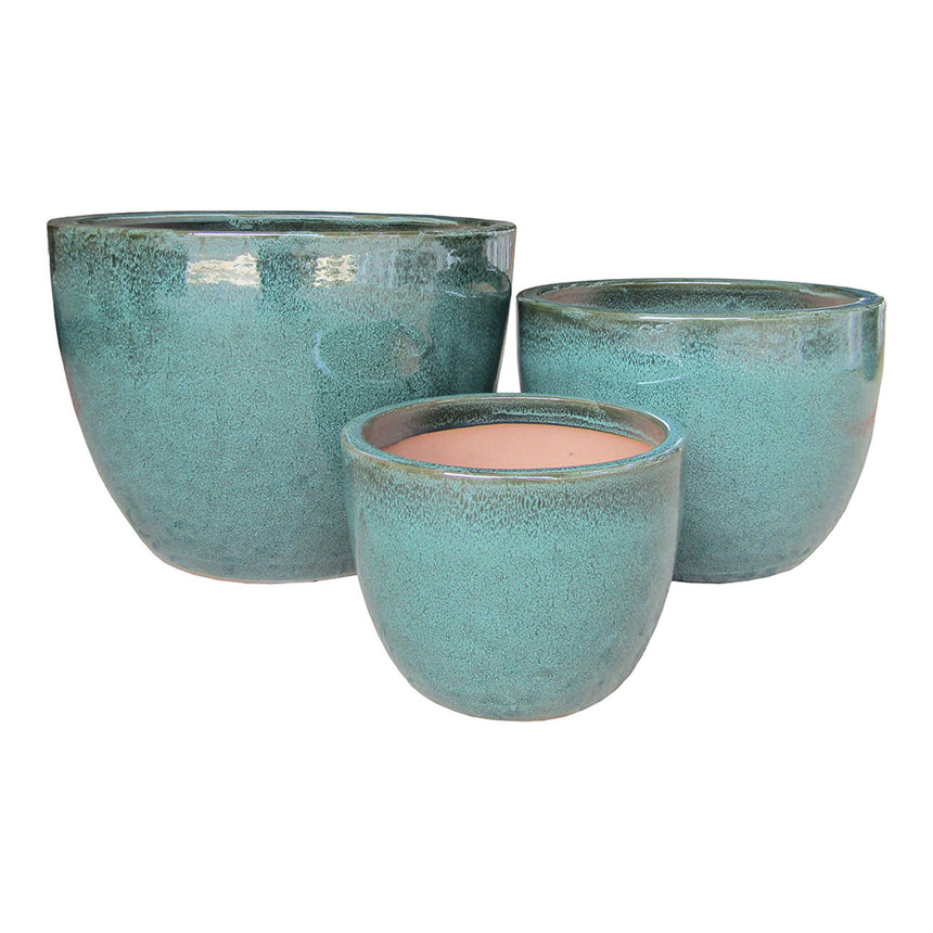 Burnley Dark Green Fiberclay Set of 3 Pots-2