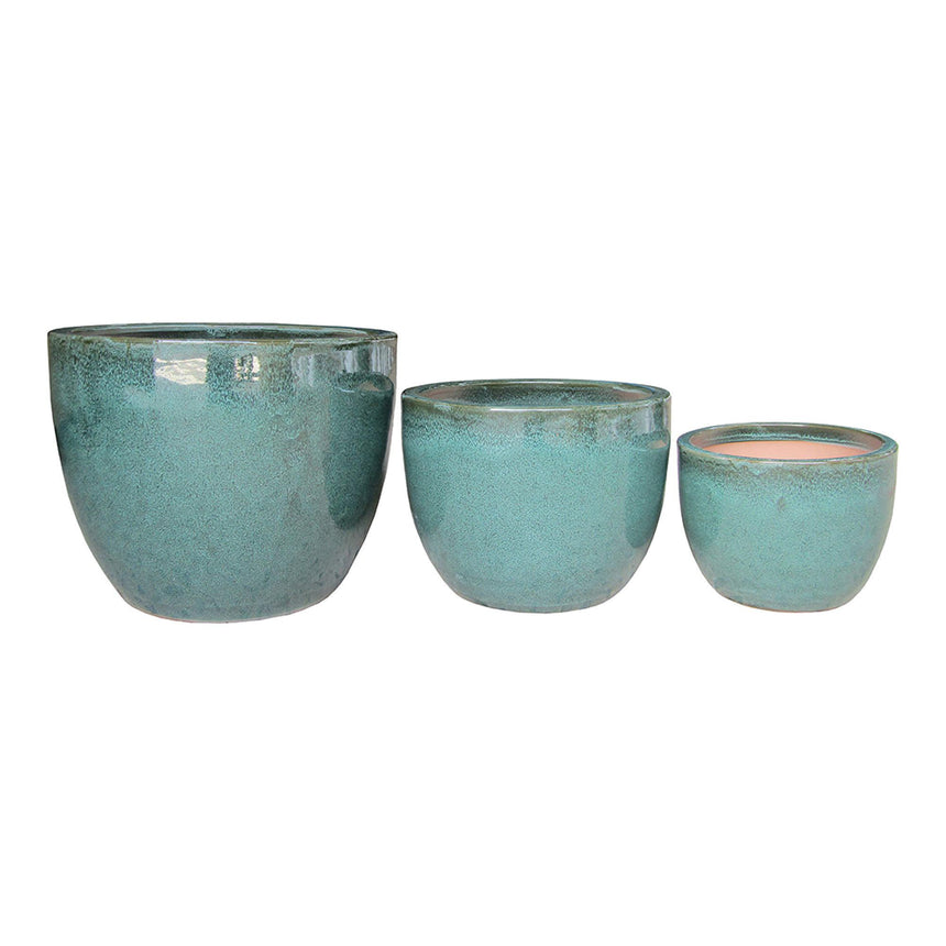 Burnley Dark Green Fiberclay Set of 3 Pots-3