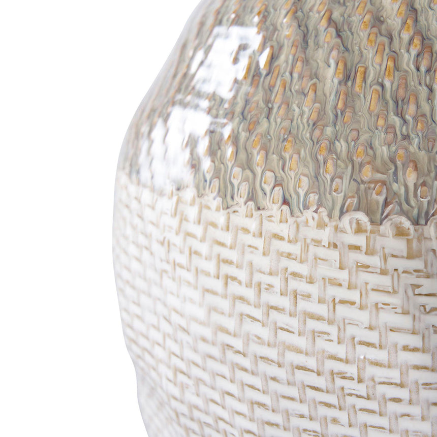 Green and White Ceramic Vase-3