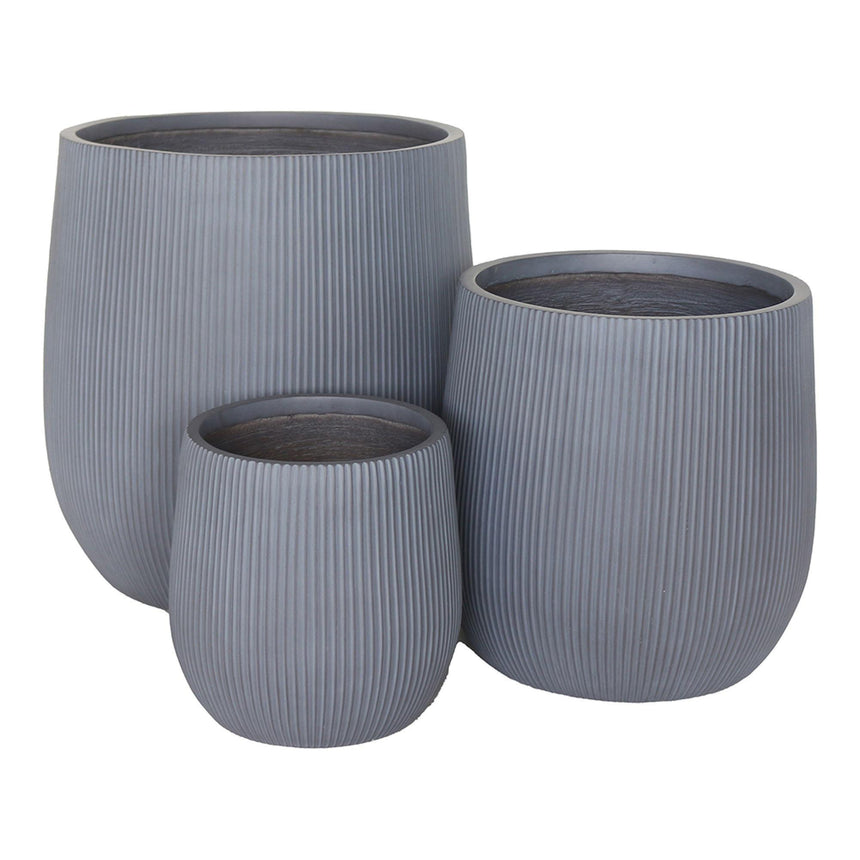 Stanbury Grey Fiberclay Set of 3 Pots-2