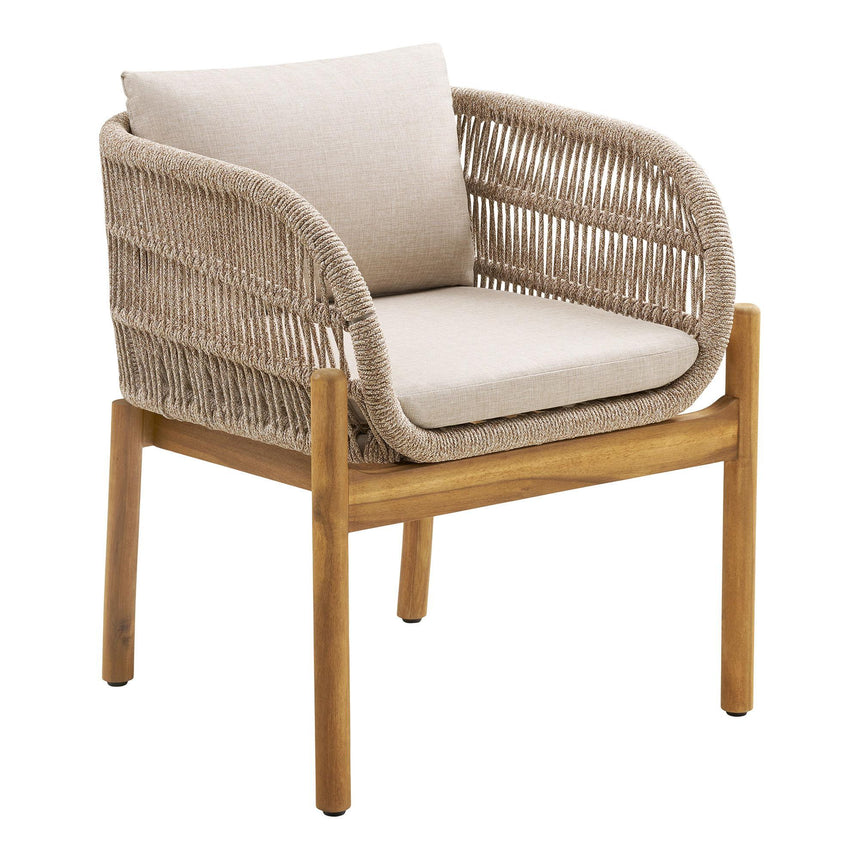2 x Terracina Beige Rope Garden Dining Chair-2