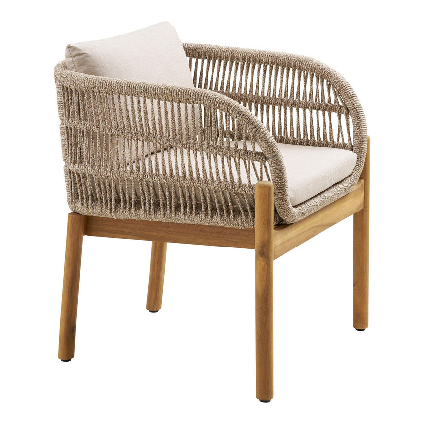 2 x Terracina Beige Rope Garden Dining Chair-3
