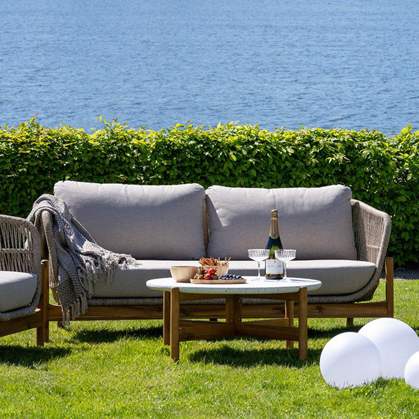 Terracina Beige Rope 2 Seater Garden Lounge Sofa