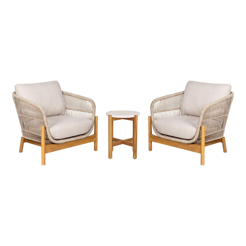 Terracina Beige Rope 2 Seater Round Garden Bistro Set-2
