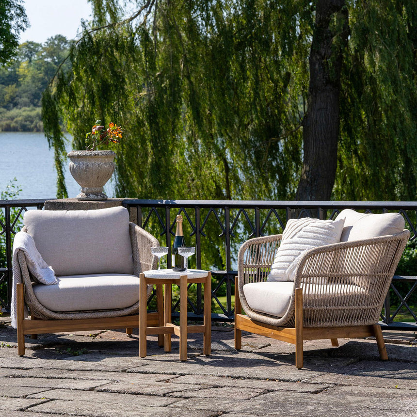 Terracina Beige Rope 2 Seater Round Garden Bistro Set-4