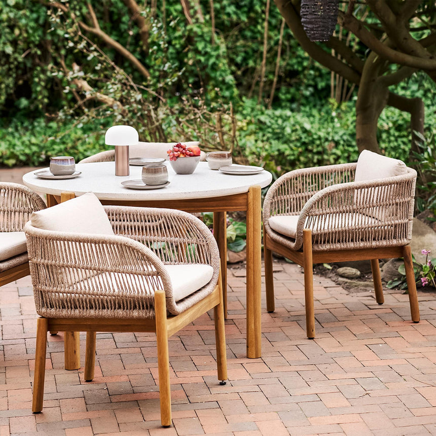 Terracina Beige Rope 4 Seater Round Garden Dining Set-5