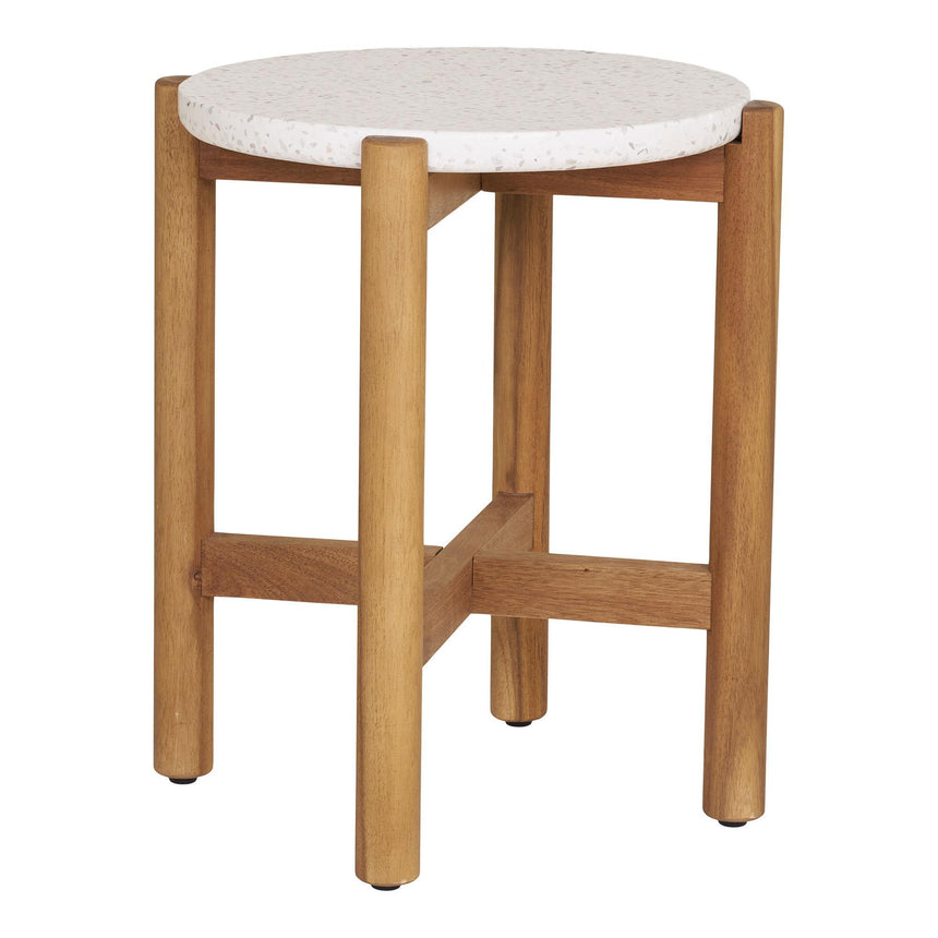 Terracina White Concrete Top Round Garden Side Table-2