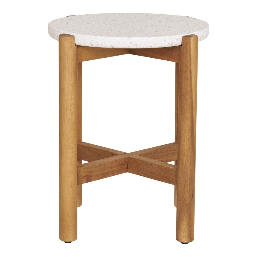 Terracina White Concrete Top Round Garden Side Table-3