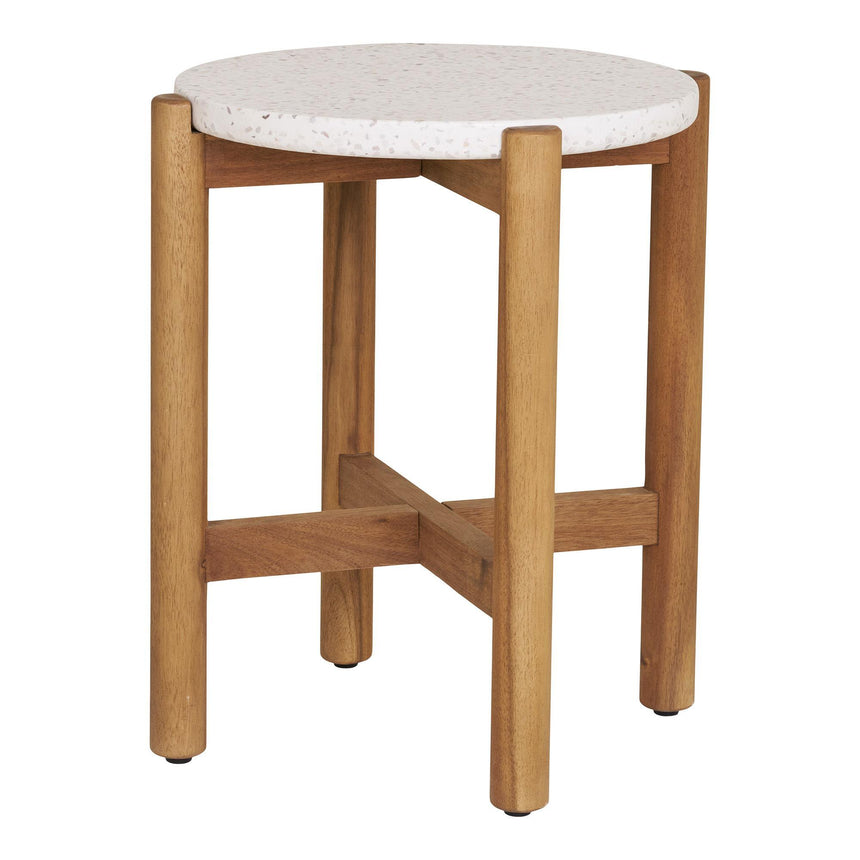 Terracina White Concrete Top Round Garden Side Table-4