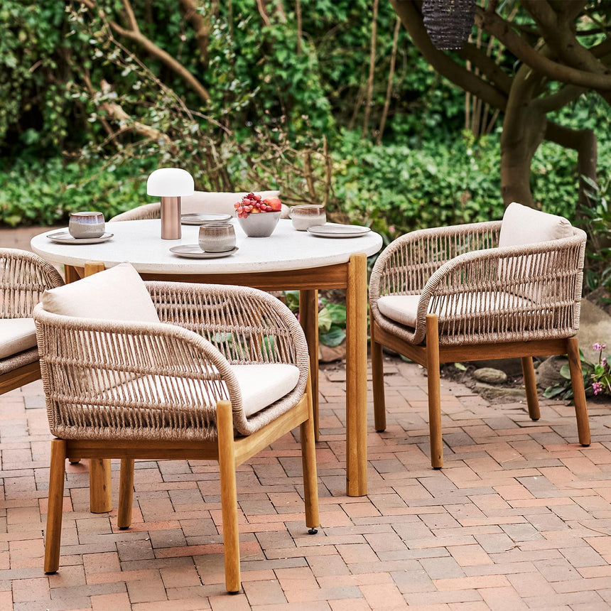 Terracina White Concrete Top 4 Seater Round Garden Dining Table - 120cm-4