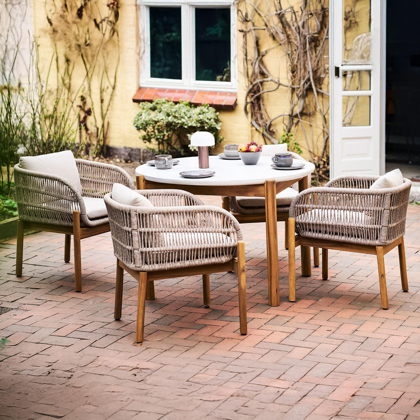 Terracina White Concrete Top 4 Seater Round Garden Dining Table - 120cm-5
